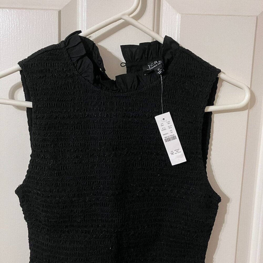 J Crew Smocked Drop-Waist Dress in cotton poplin - NWT - Extra-Small Black